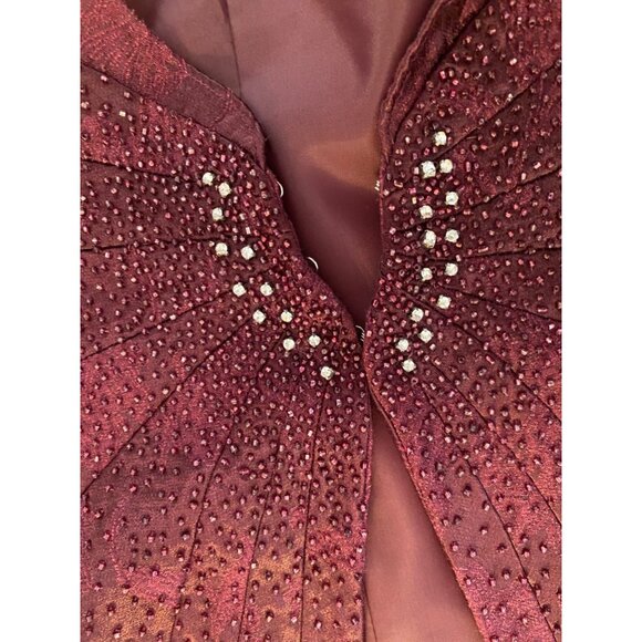 Cachet 2-Piece Formal Maci Dress Set & Jacket Beaded Size 12 Burgundy - Picture 8 of 13